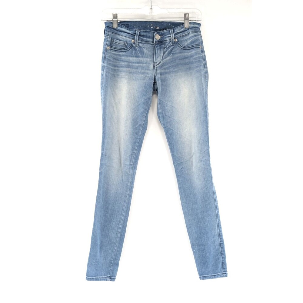 Express Low Rise Light Wash Distressed Faded Stretch Skinny Jeans 26/29 Size 0
